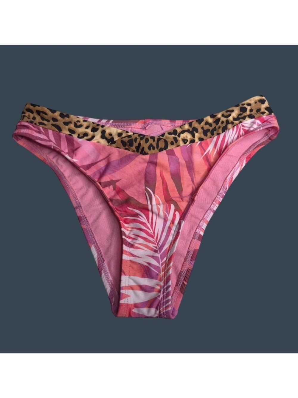 deci'ee Womens Pink Tropical Leopard Print Bikini Bottoms Small New No Tags